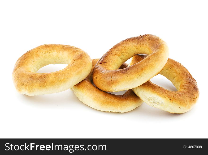 Isolated photo of several fresh russian bagels