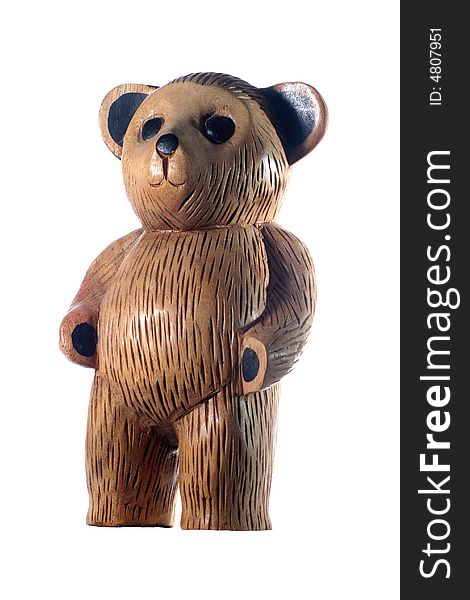 Wooden carved teddy bear, standing up