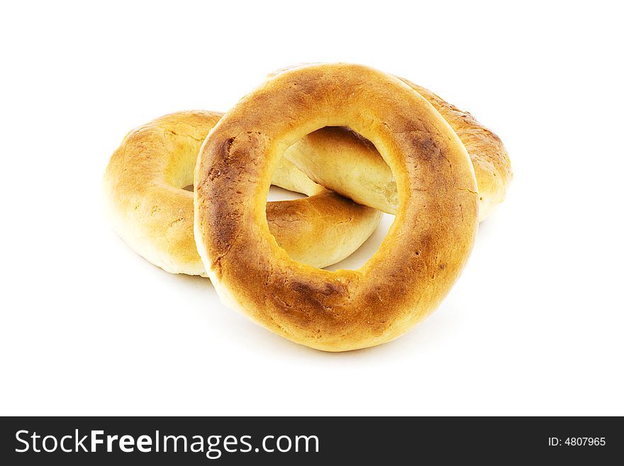 Isolated photo of several fresh russian bagels
