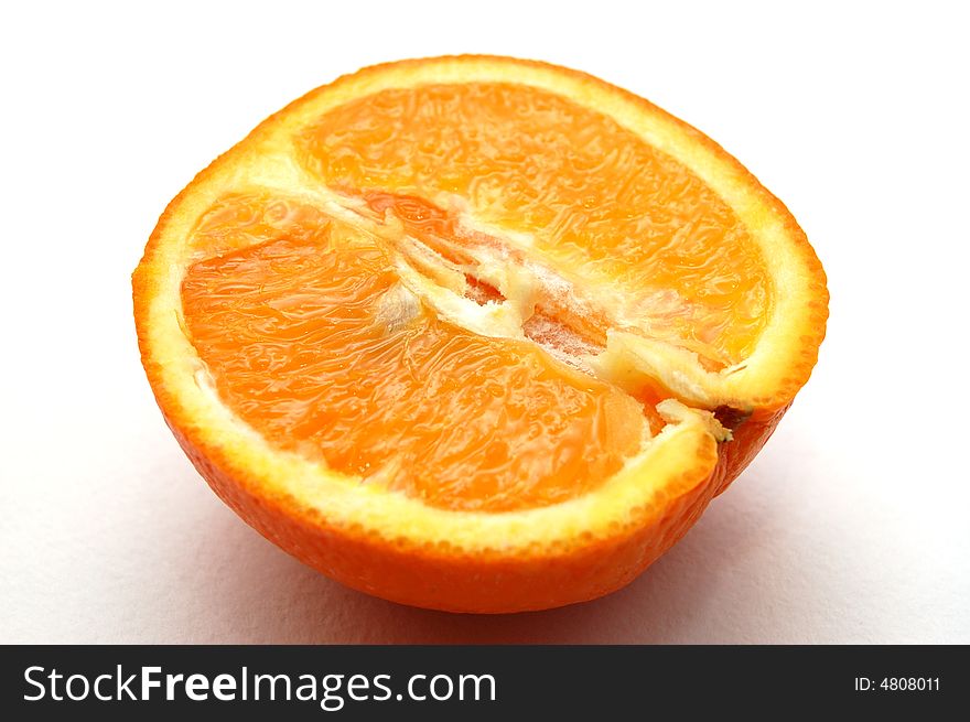 Juicy appetizing orange on white background