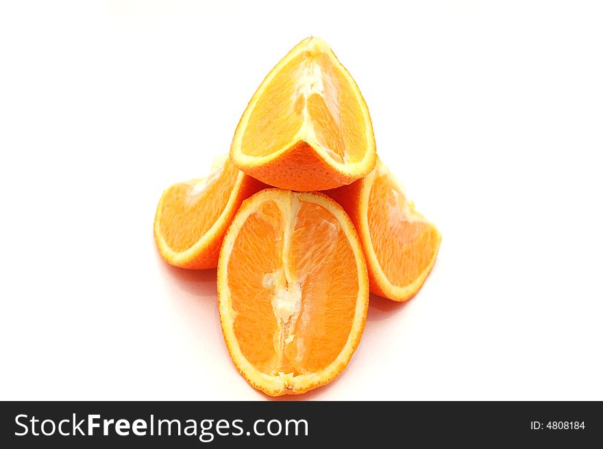 Juicy appetizing orange on white background