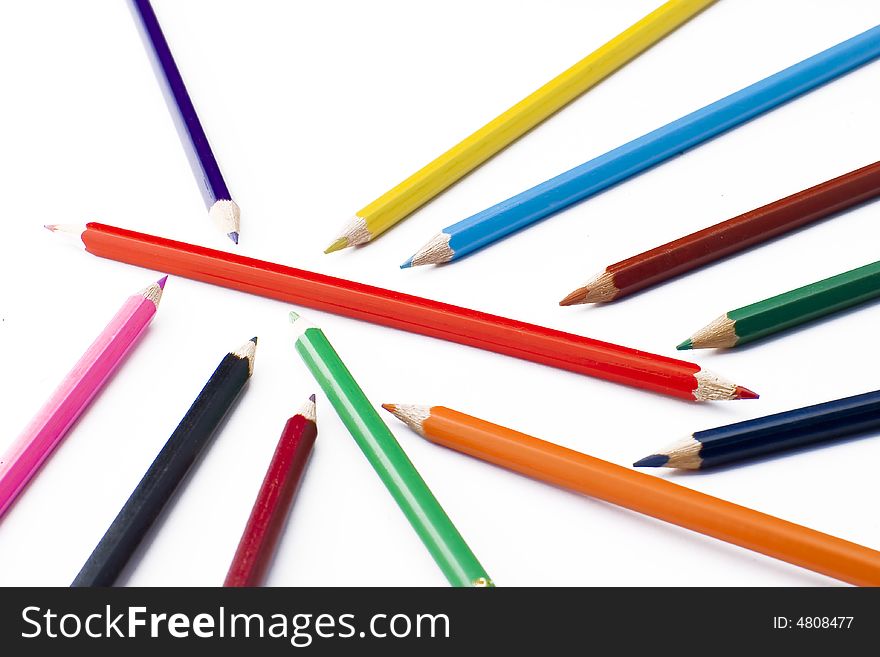 Colorful pencils isolated on white. Symbolic.