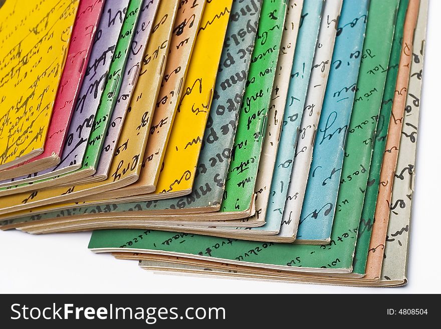 Stack of colorful books isolated on white. Stack of colorful books isolated on white
