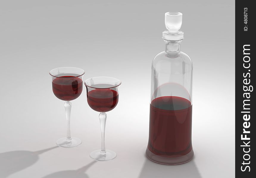 Wine Glasses And Bottle