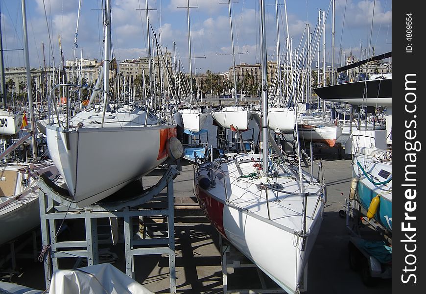 Sailing boats on a repair