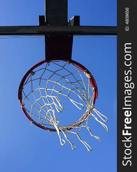 Basket with the board and sky blue. Basket with the board and sky blue