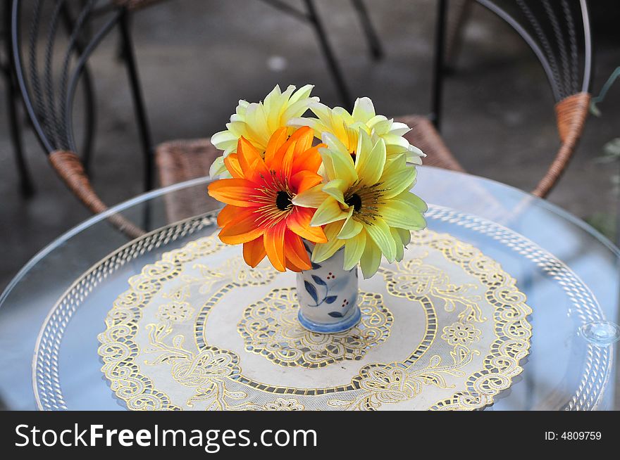 Beautiful flower, flower vase in table. Beautiful flower, flower vase in table