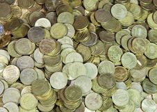 Many Russian Coins On The Floor Royalty Free Stock Photo