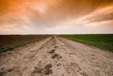 Country Road And Sunset Stock Image Country Road And Sunset Stock Image
