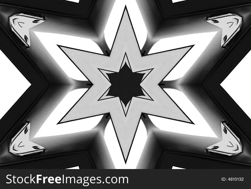 Abstract six-final star with patterns. Illustration.