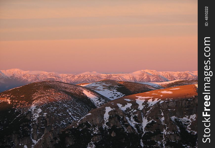 Sunrise in the Bucegi mountains. Sunrise in the Bucegi mountains