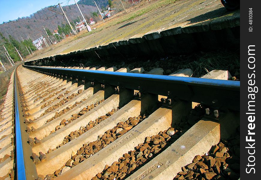 Railroad near the mountains, leading far away...