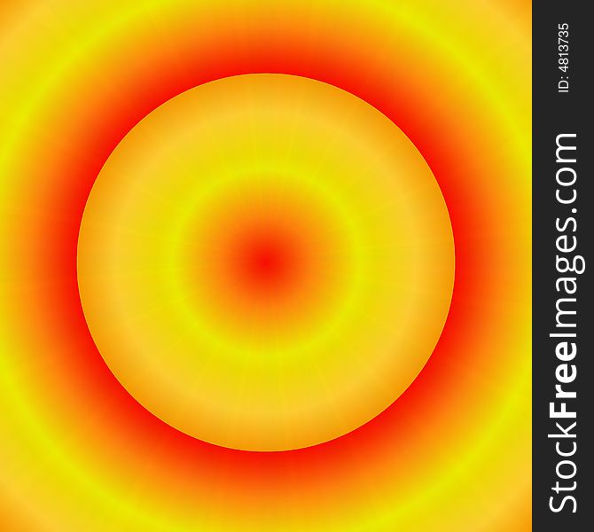 Yellow, orange, and red tones bright circular design and burst of rays makes a vivid background. Yellow, orange, and red tones bright circular design and burst of rays makes a vivid background.