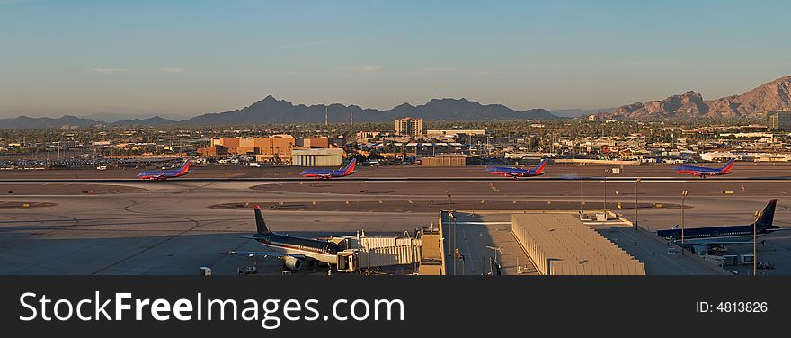 Landing sequence of an airplane. Landing sequence of an airplane.