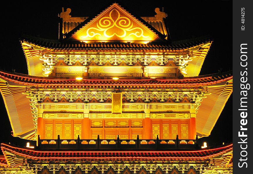 China Ancient Architecture Night lights.