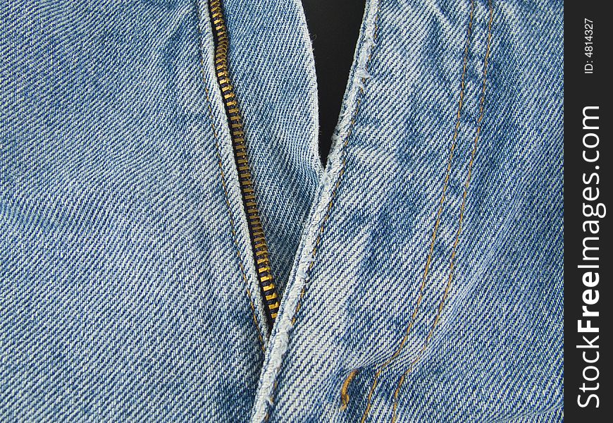 Close up on jeans and zipper. Close up on jeans and zipper