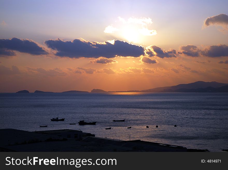 A cloud in sunset on autumn in Dalian, China.