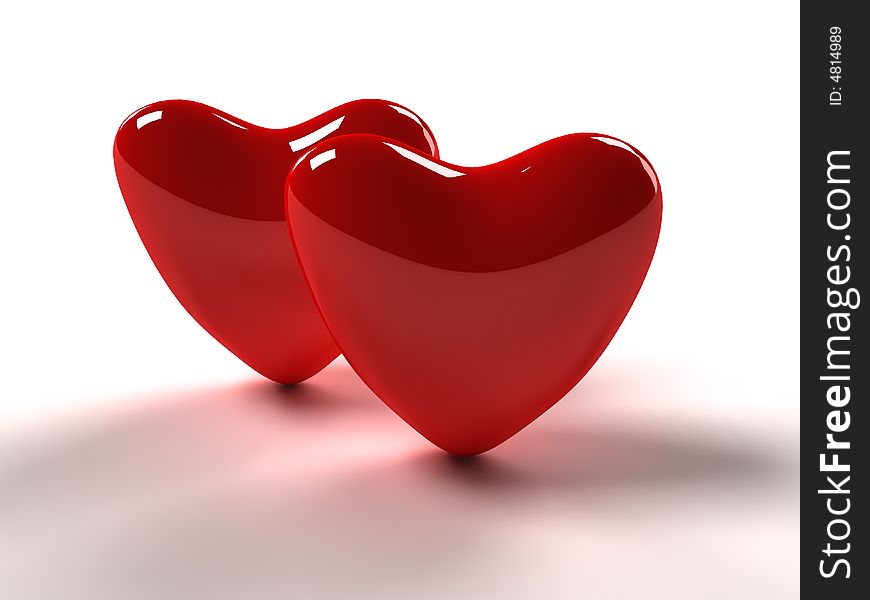 Isolated tow red hearts with white background