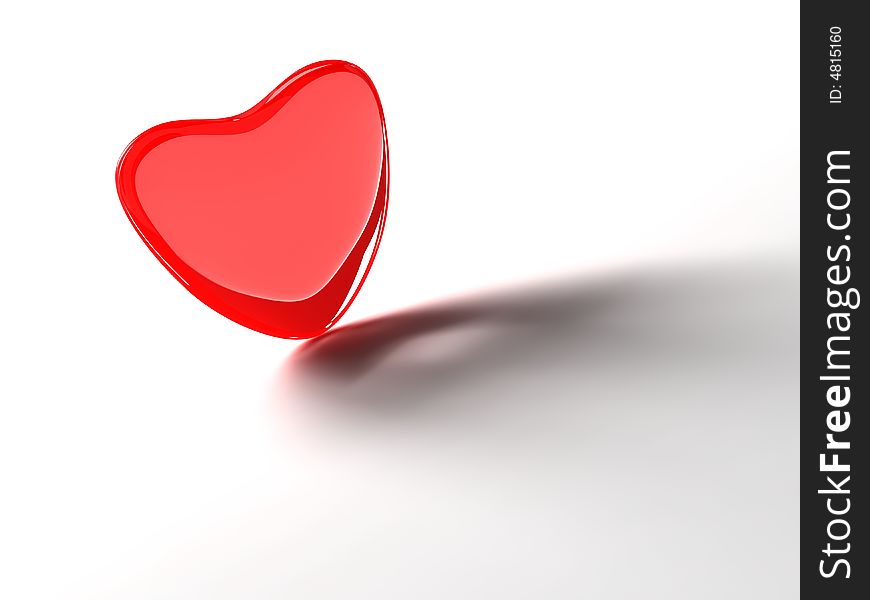 Isolated red glass heart with white background