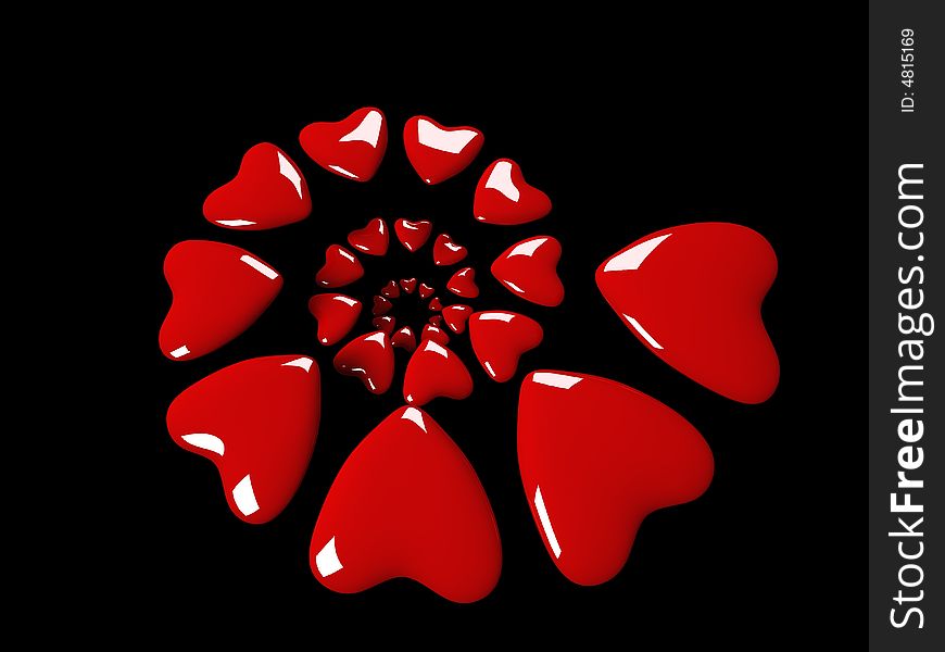 Red hearts with black background