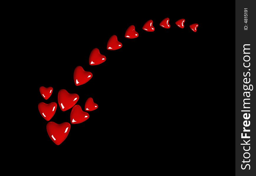 Red hearts arrowhead with black background