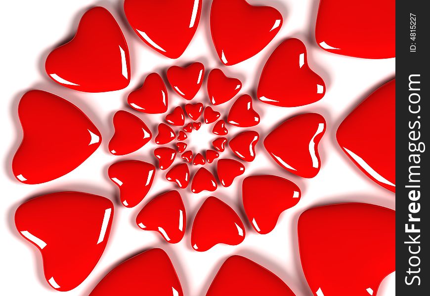Red hearts with white background