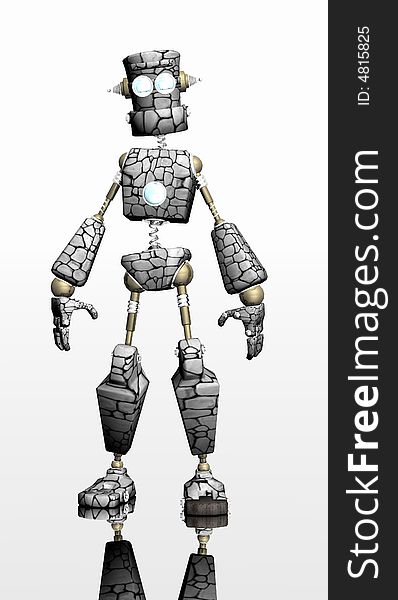 Cgi render of cartoon robot with stone texture. Cgi render of cartoon robot with stone texture