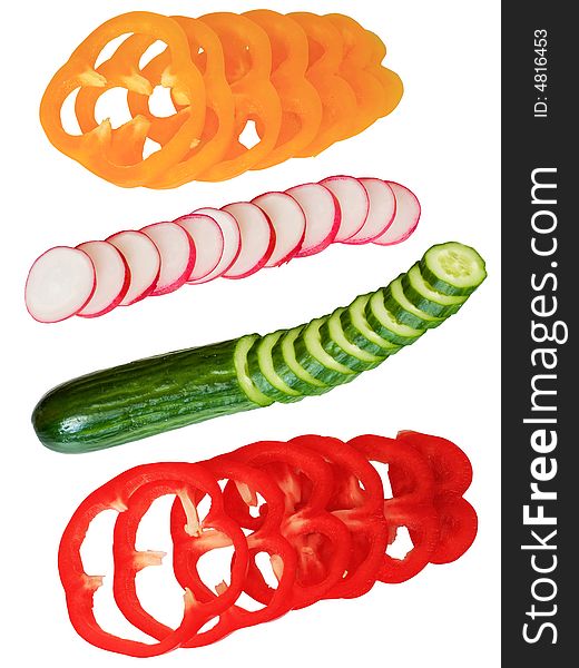 An image of slices of vegetables