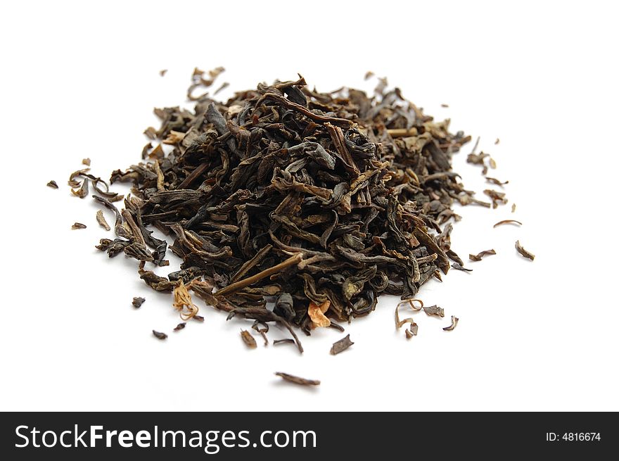 Stack of tea, brown on white background