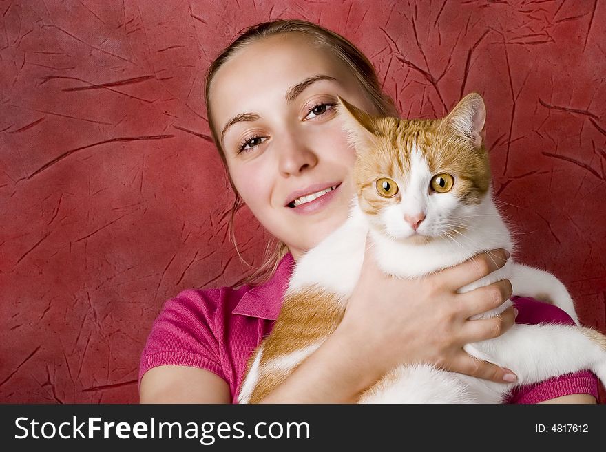 Pretty young woman with a cat. Pretty young woman with a cat