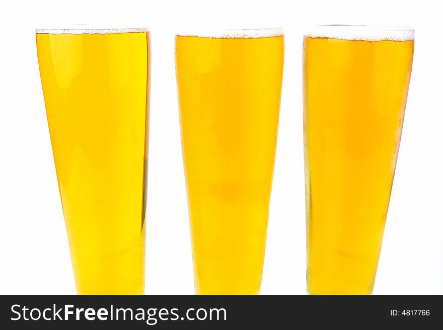 Ice cold beers isolated against a white background