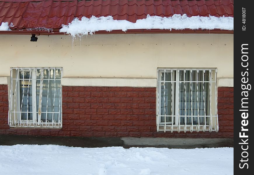 Foundation from red briks with grates. Foundation from red briks with grates