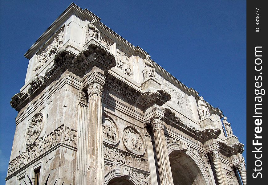 Lateral and front detail of the costantine arc - rome. Lateral and front detail of the costantine arc - rome