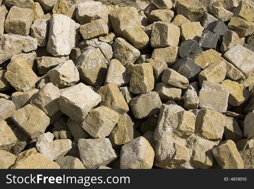 Detail of a pile of street cobbles