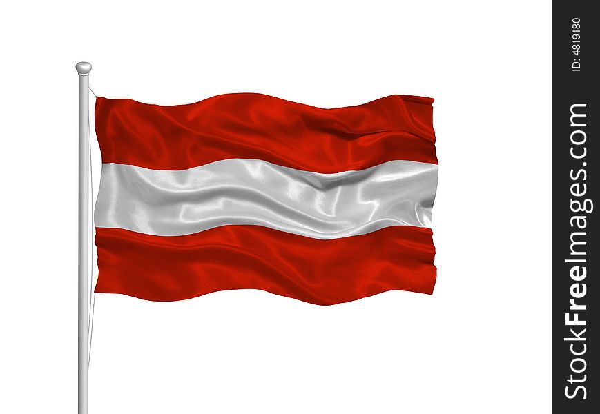 Illustration of waving Austrian flag on white. Illustration of waving Austrian flag on white
