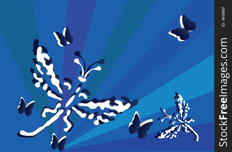 Butterfly on abstract blue background