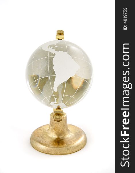 Glass globe on metal stand