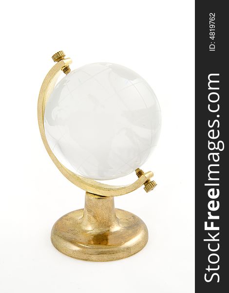 Glass globe on metal stand