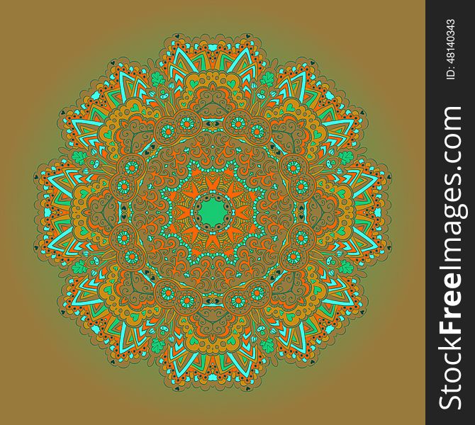 Mandala Round Colorful Ornament Pattern Vector Illustration. Mandala Round Colorful Ornament Pattern Vector Illustration