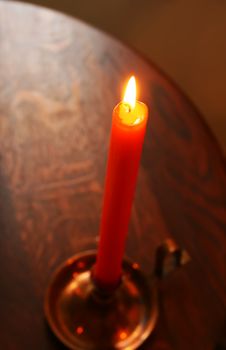 Burning Candle In Candlestick. Stock Photos Burning Candle In Candlestick. Stock Photos