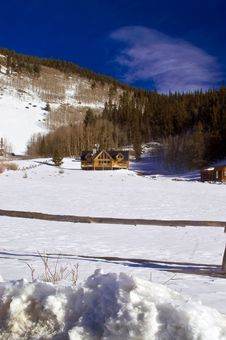 Log Cabin Mansions In Snow In Colorado Royalty Free Stock Photos Log Cabin Mansions In Snow In Colorado Royalty Free Stock Photos