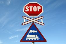 Railway Crossing Stop Sign Stock Photos Railway Crossing Stop Sign Stock Photos