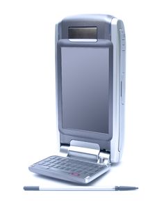 PDA With Stylus And Flip Keyboard On White Backgro Royalty Free Stock Photo PDA With Stylus And Flip Keyboard On White Backgro Royalty Free Stock Photo