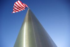 U.S.A. Flag On An Aluminum Flagpole Royalty Free Stock Photo