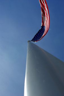 American Flag On An Aluminum Flagpole Stock Photo
