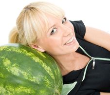 Lie On Water-melon Royalty Free Stock Photography Lie On Water-melon Royalty Free Stock Photography