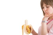 The Young Attractive Girl With A Banana Isolated Royalty Free Stock Photos The Young Attractive Girl With A Banana Isolated Royalty Free Stock Photos