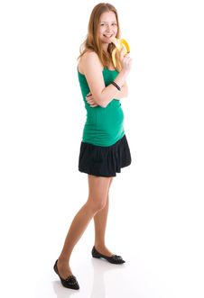 The Young Attractive Girl With A Banana Isolated Stock Images The Young Attractive Girl With A Banana Isolated Stock Images