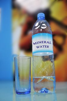 Mineral Water Bottle & Glass Royalty Free Stock Image