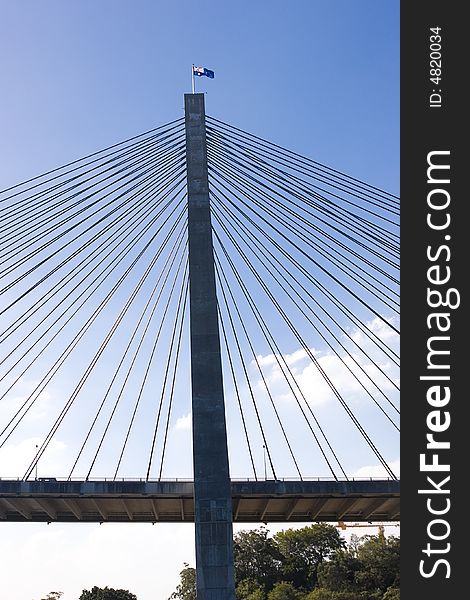 A pylon from the Anzac Bridge. Sydney, Australia